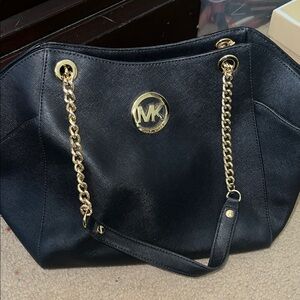 Michael Kors Black Shoulder Bag with Gold Chain